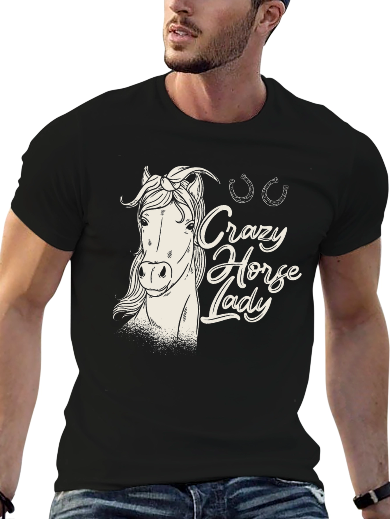 Crazy Horse Lady Graphic T-Shirt - Black