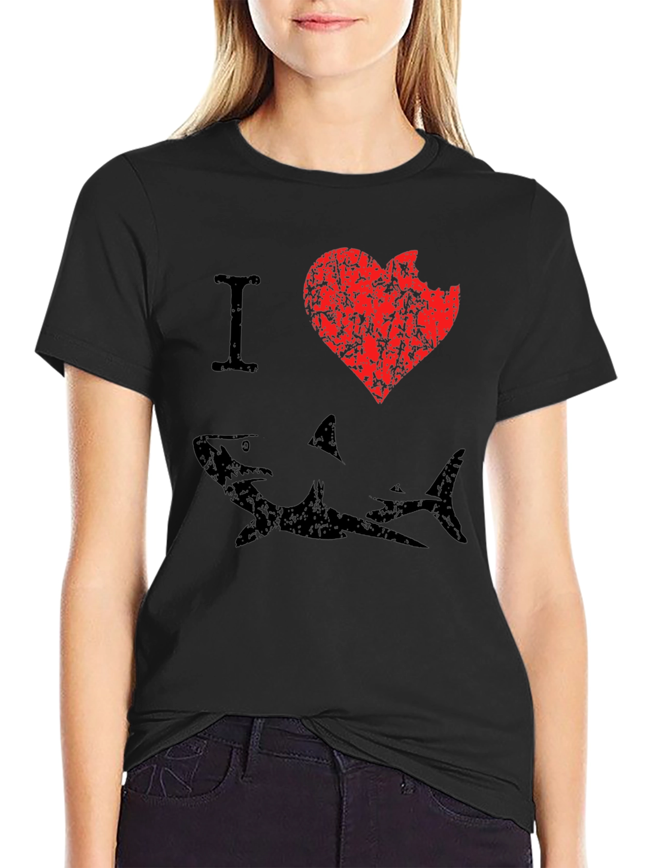 I Love Sharks Mens Graphic T-Shirt