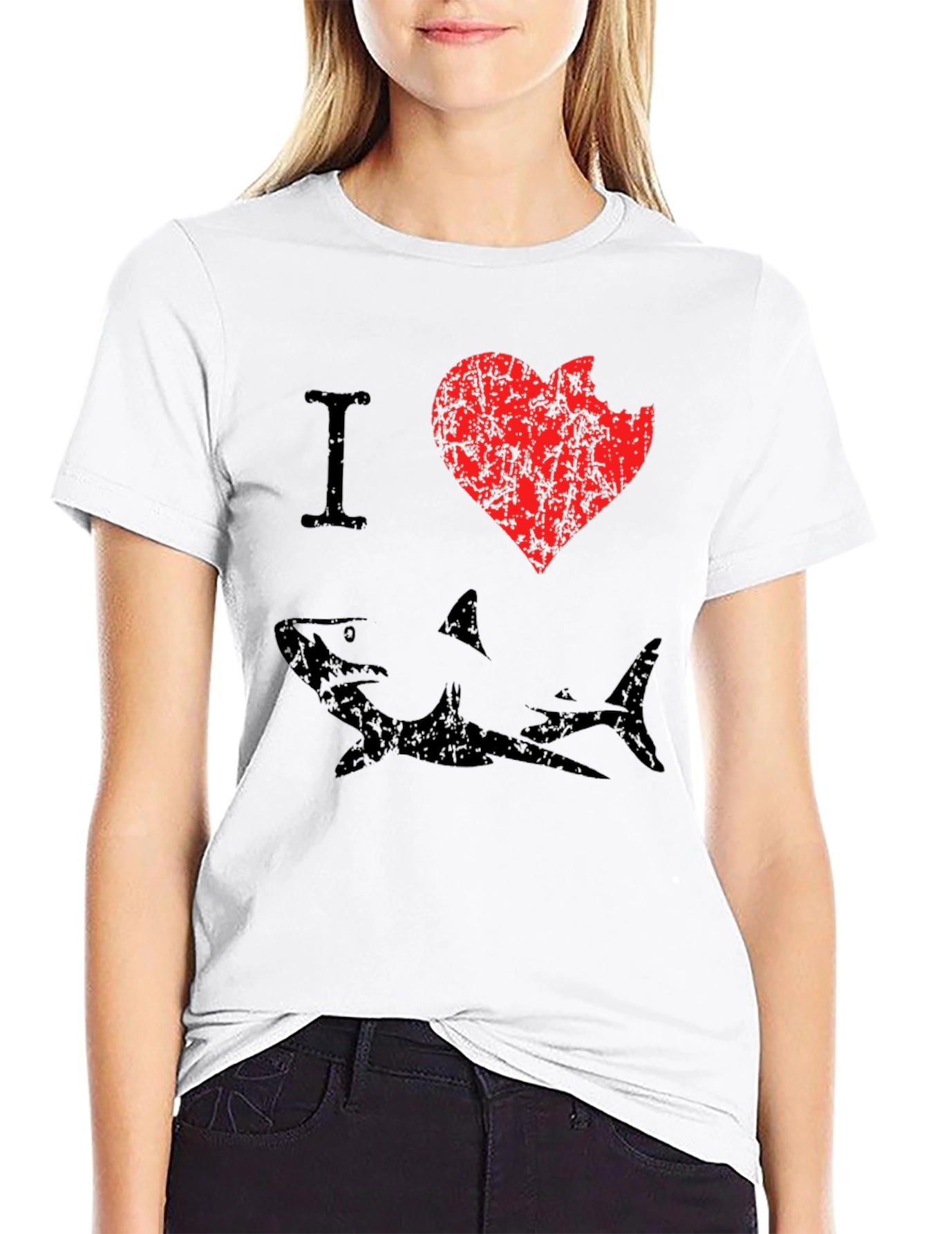I Love Sharks Mens Graphic T-Shirt