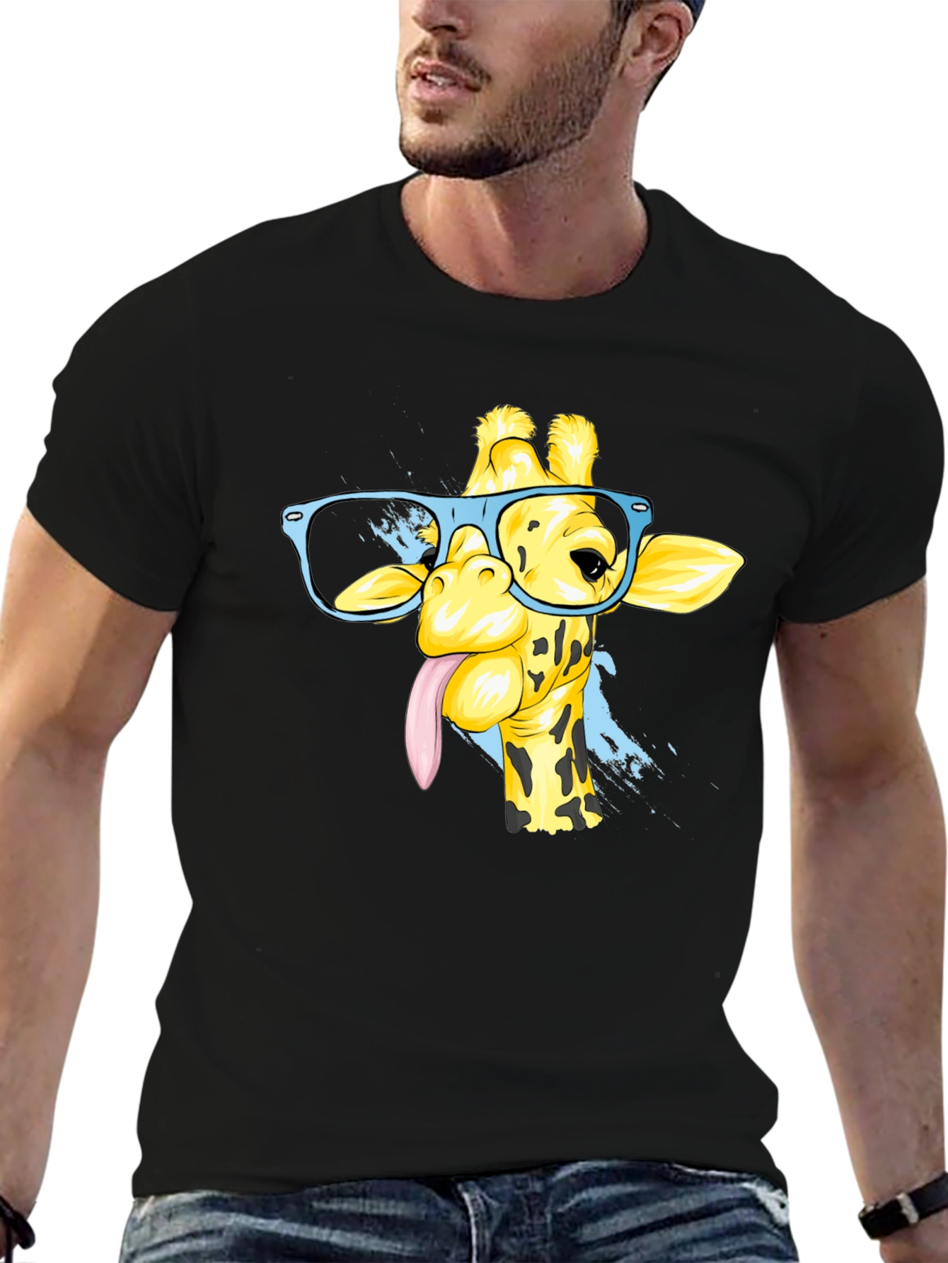 Giraffe with Glasses Graphic Tee