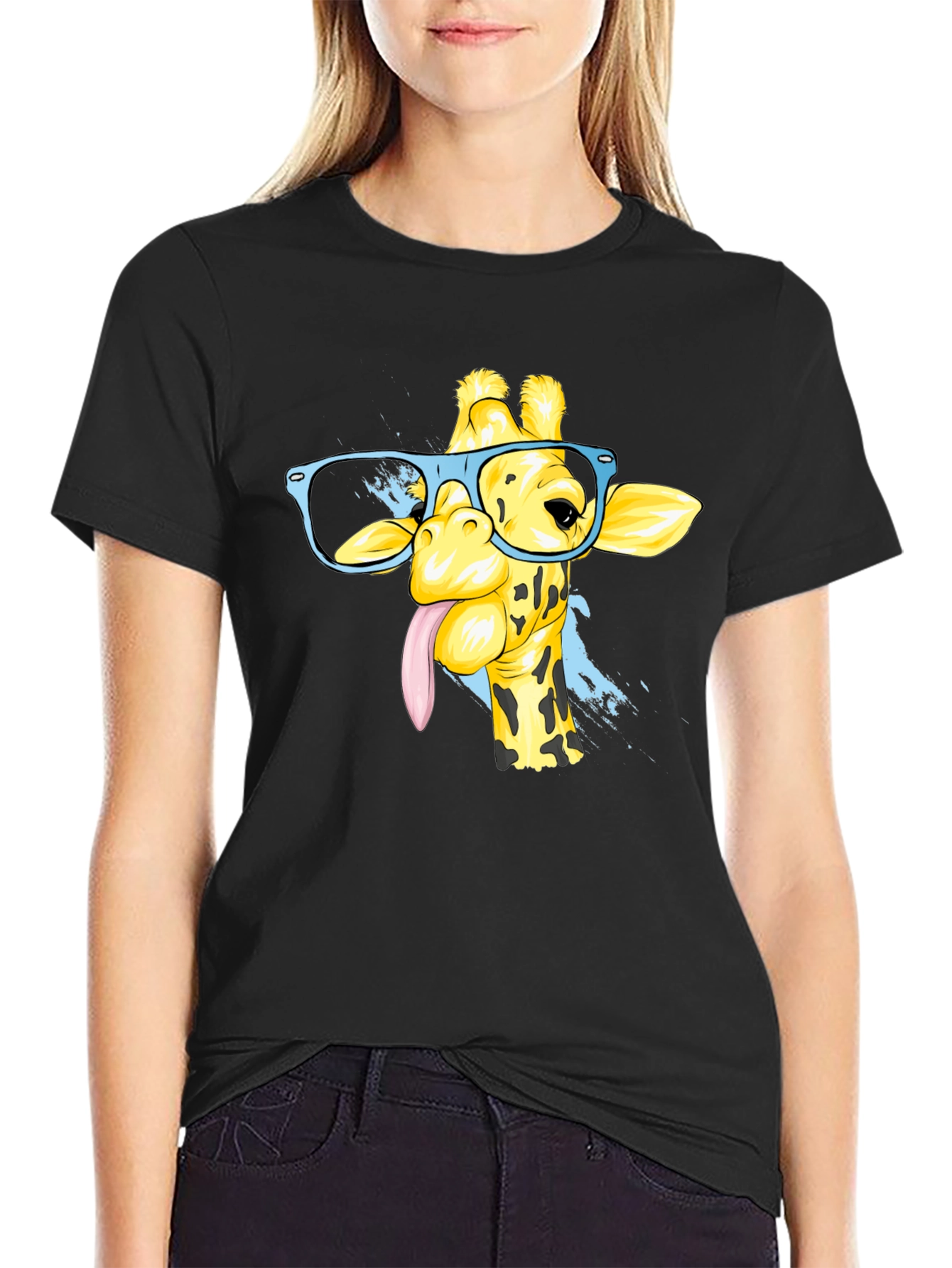 Giraffe with Glasses Graphic Tee