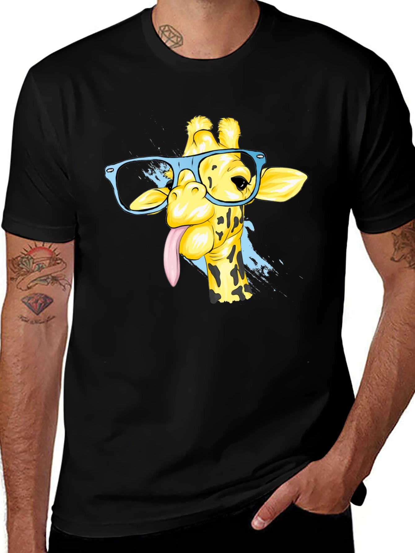 Giraffe with Glasses Graphic Tee