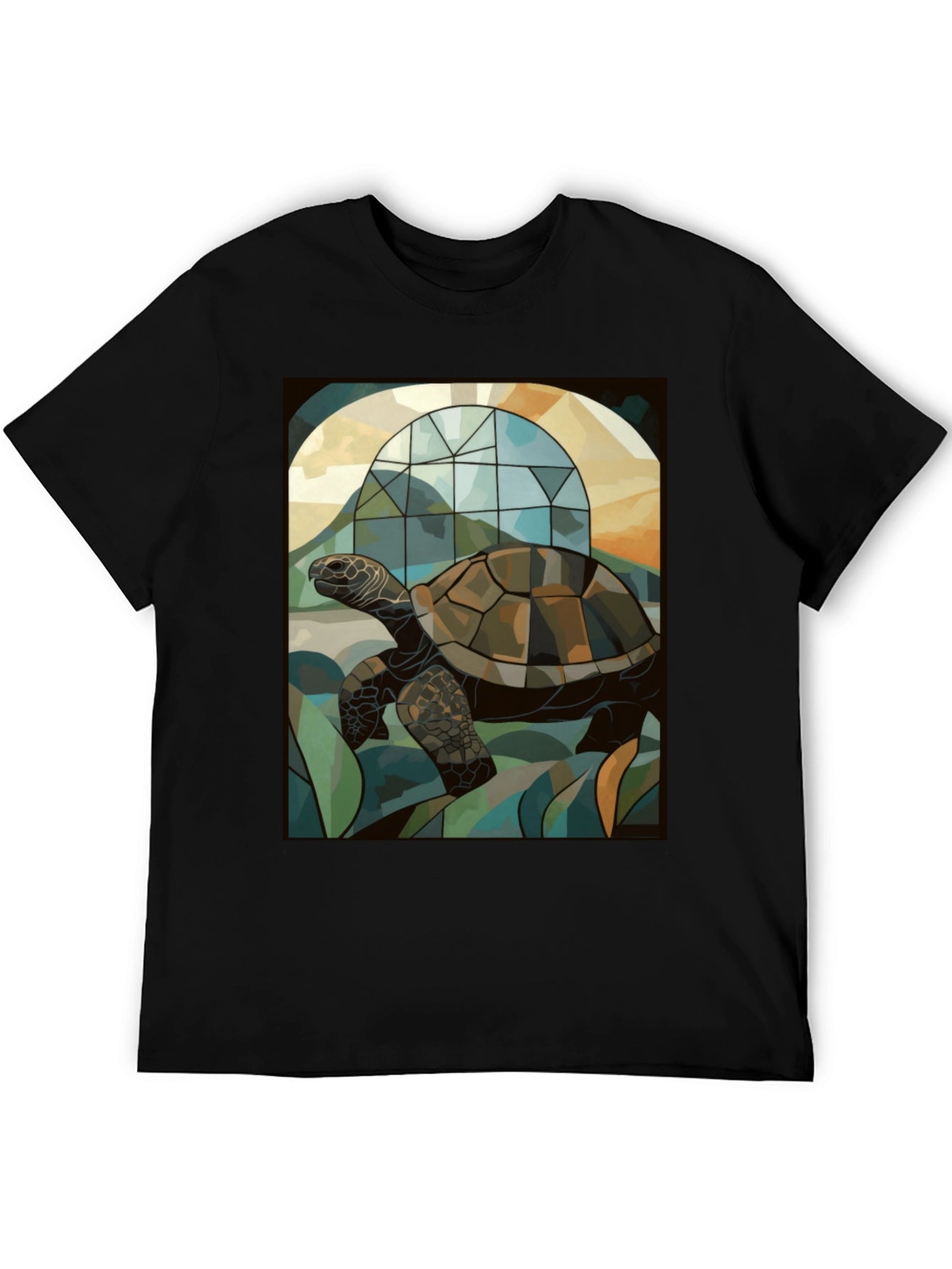 Turtle Stained Glass Graphic Tee - Unique Art Design