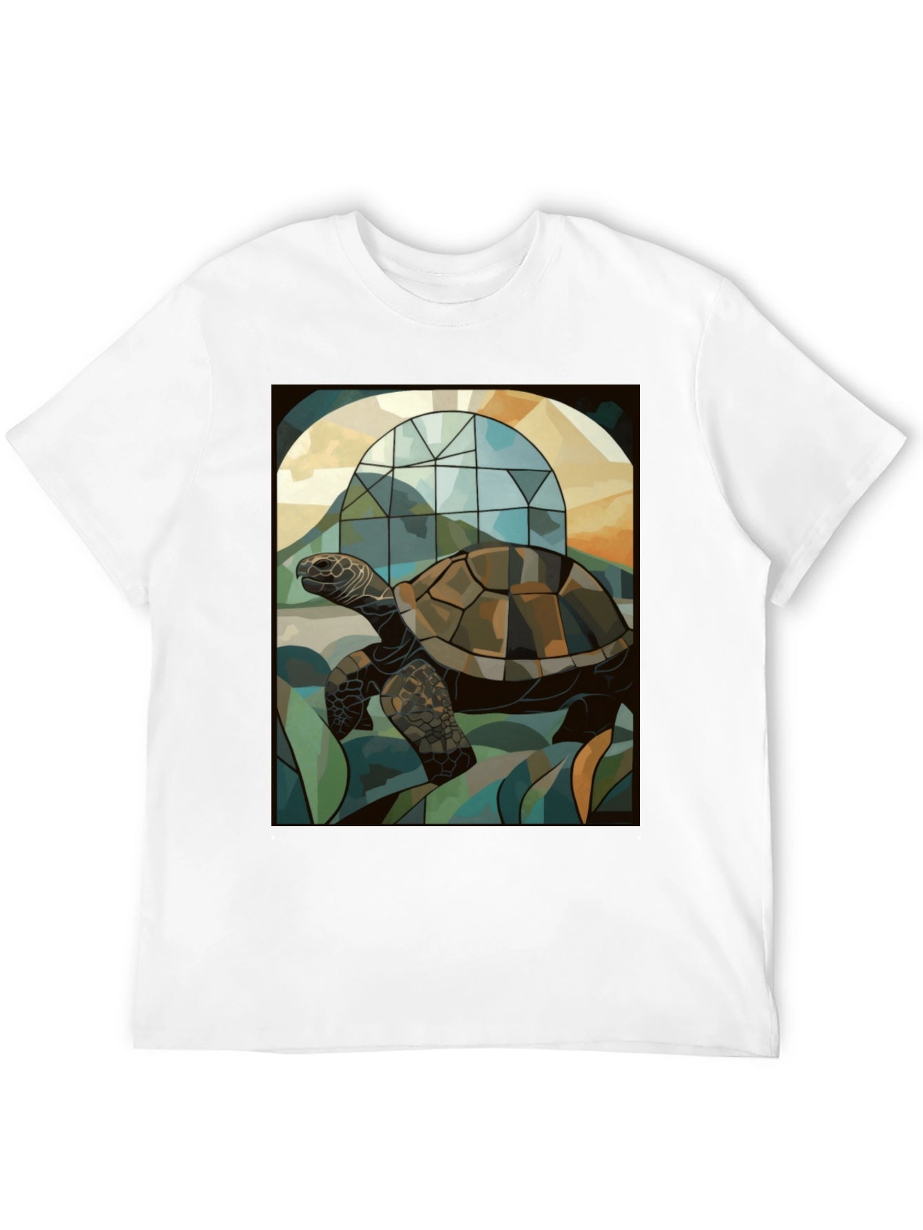 Turtle Stained Glass Graphic Tee - Unique Art Design