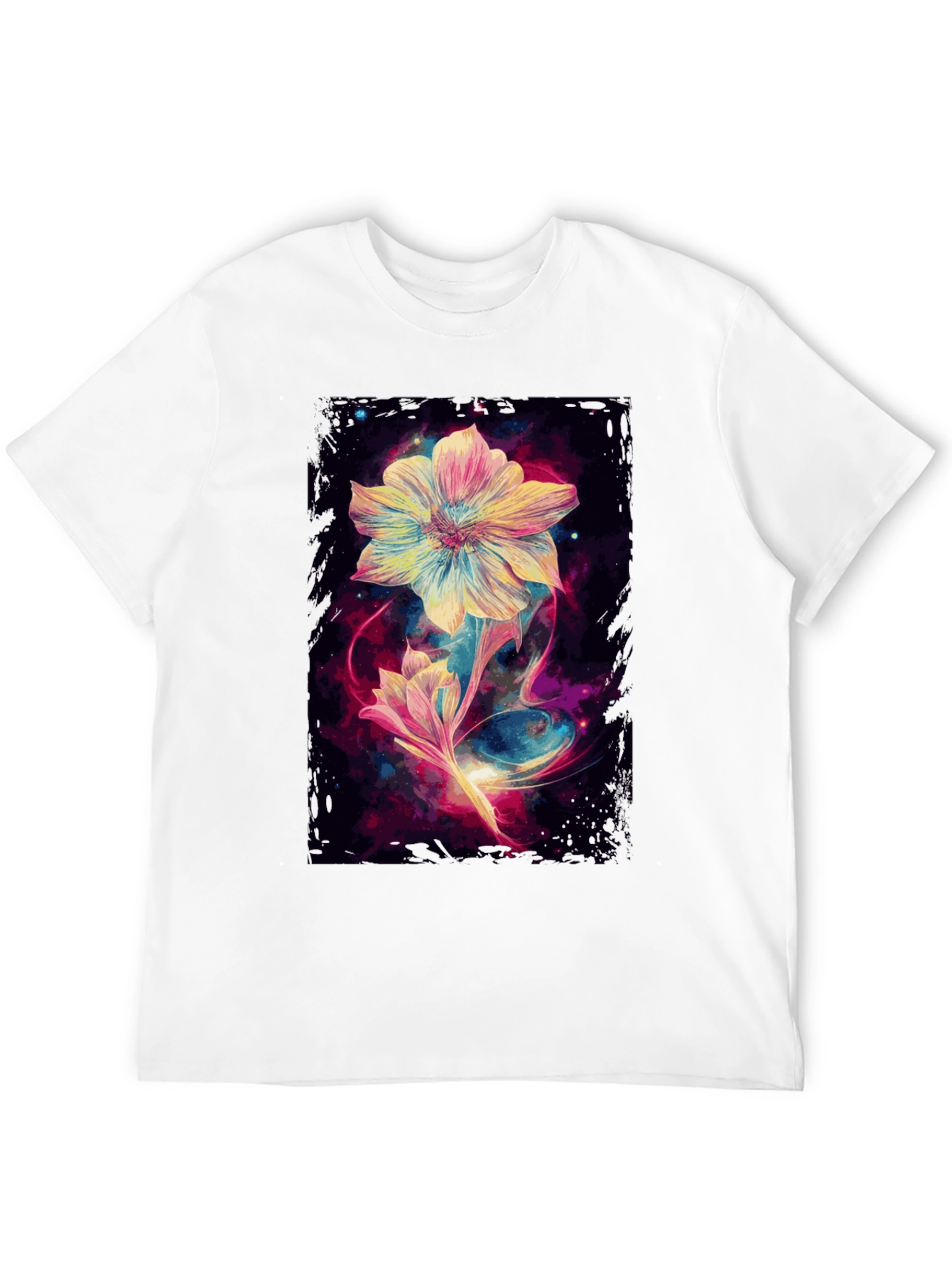 Floral Galaxy Black T-Shirt