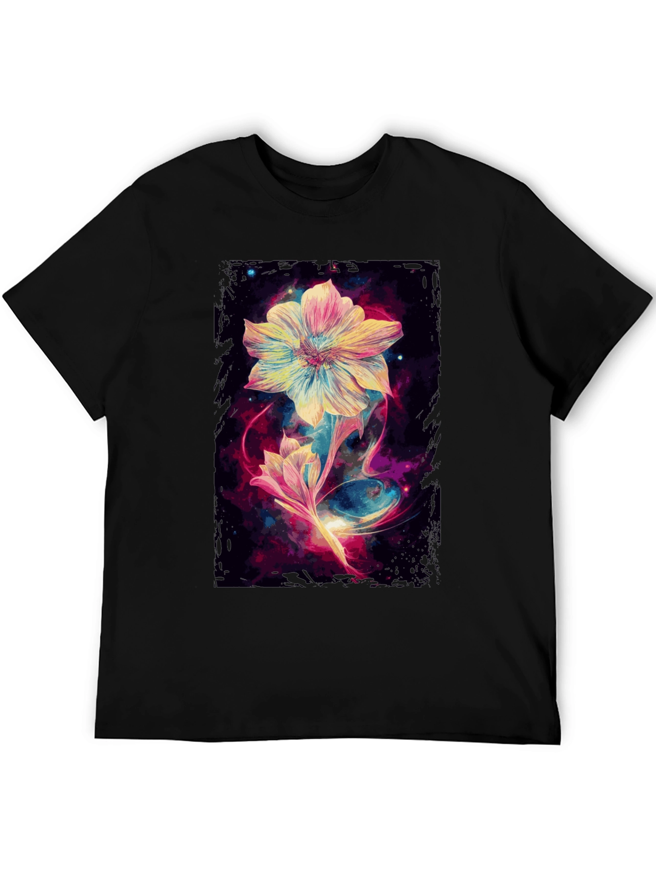 Floral Galaxy Black T-Shirt