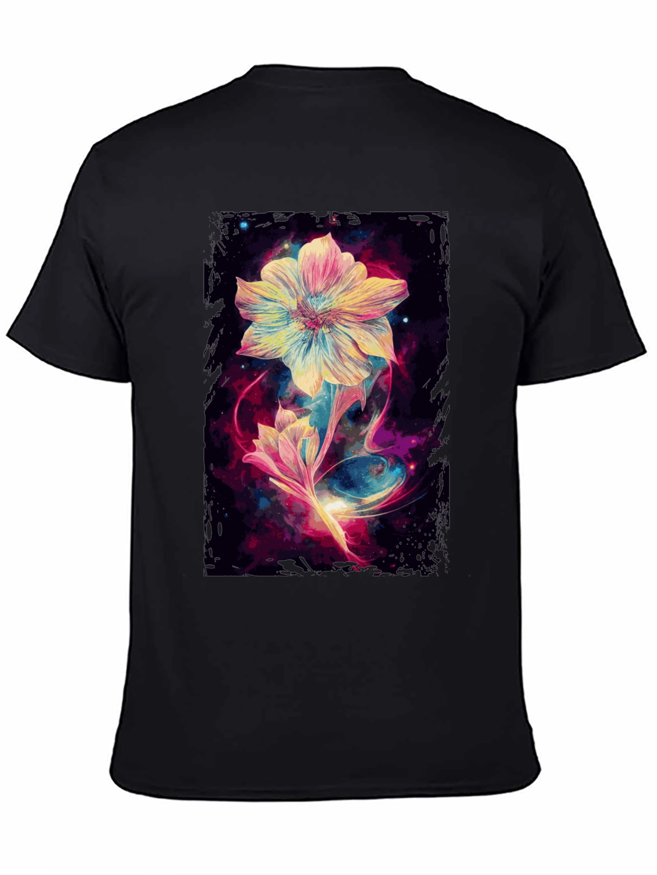 Floral Galaxy Black T-Shirt