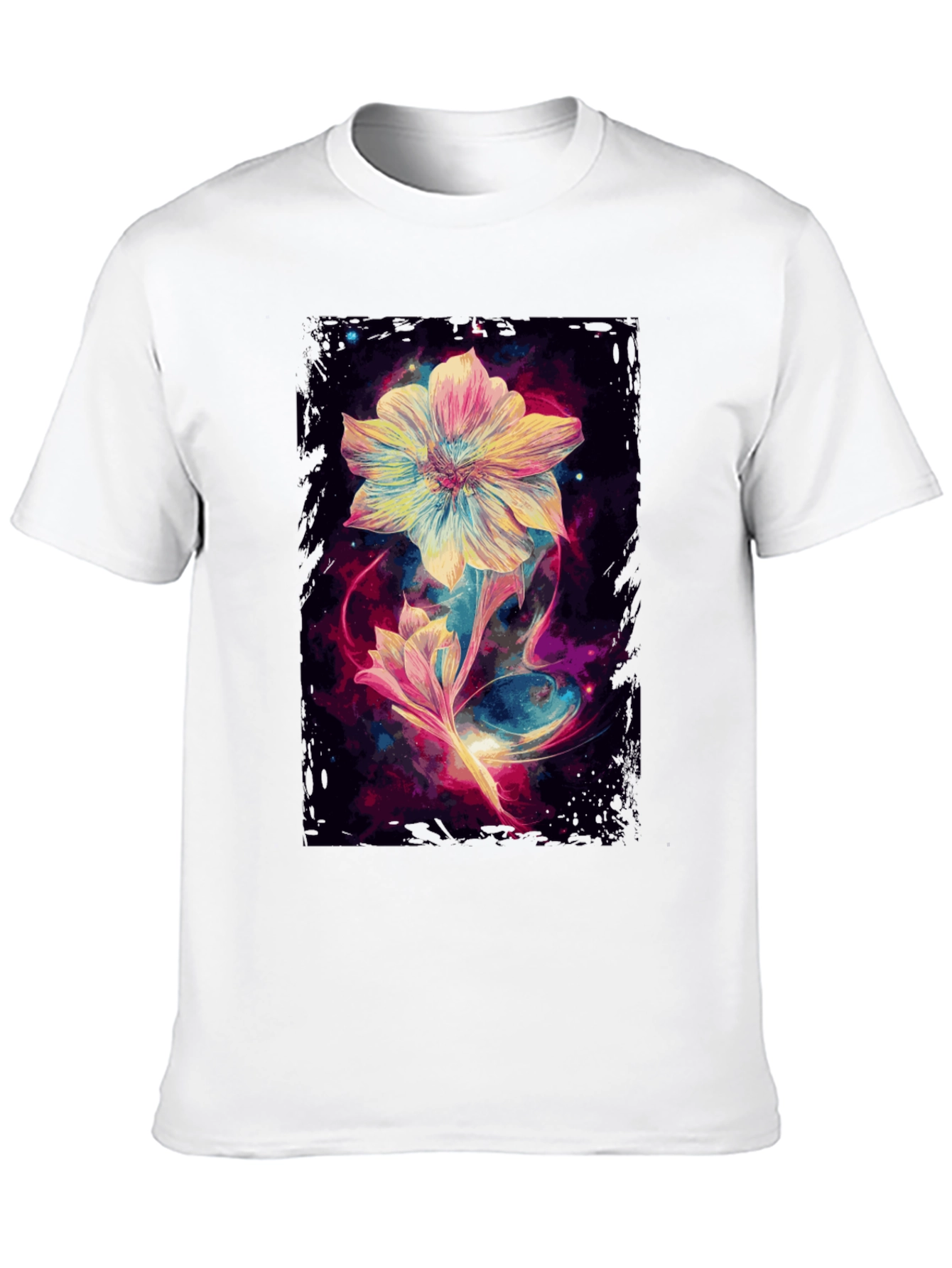 Floral Galaxy Black T-Shirt