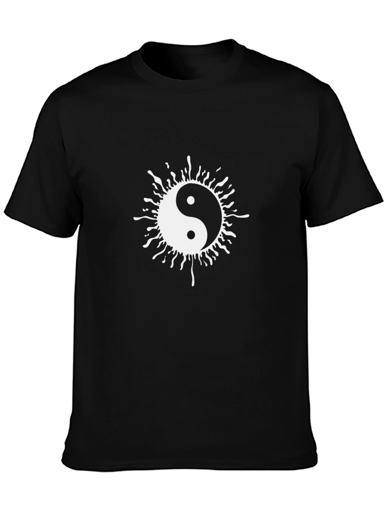 Yin Yang Sun Graphic Tee - Black Cotton T-Shirt