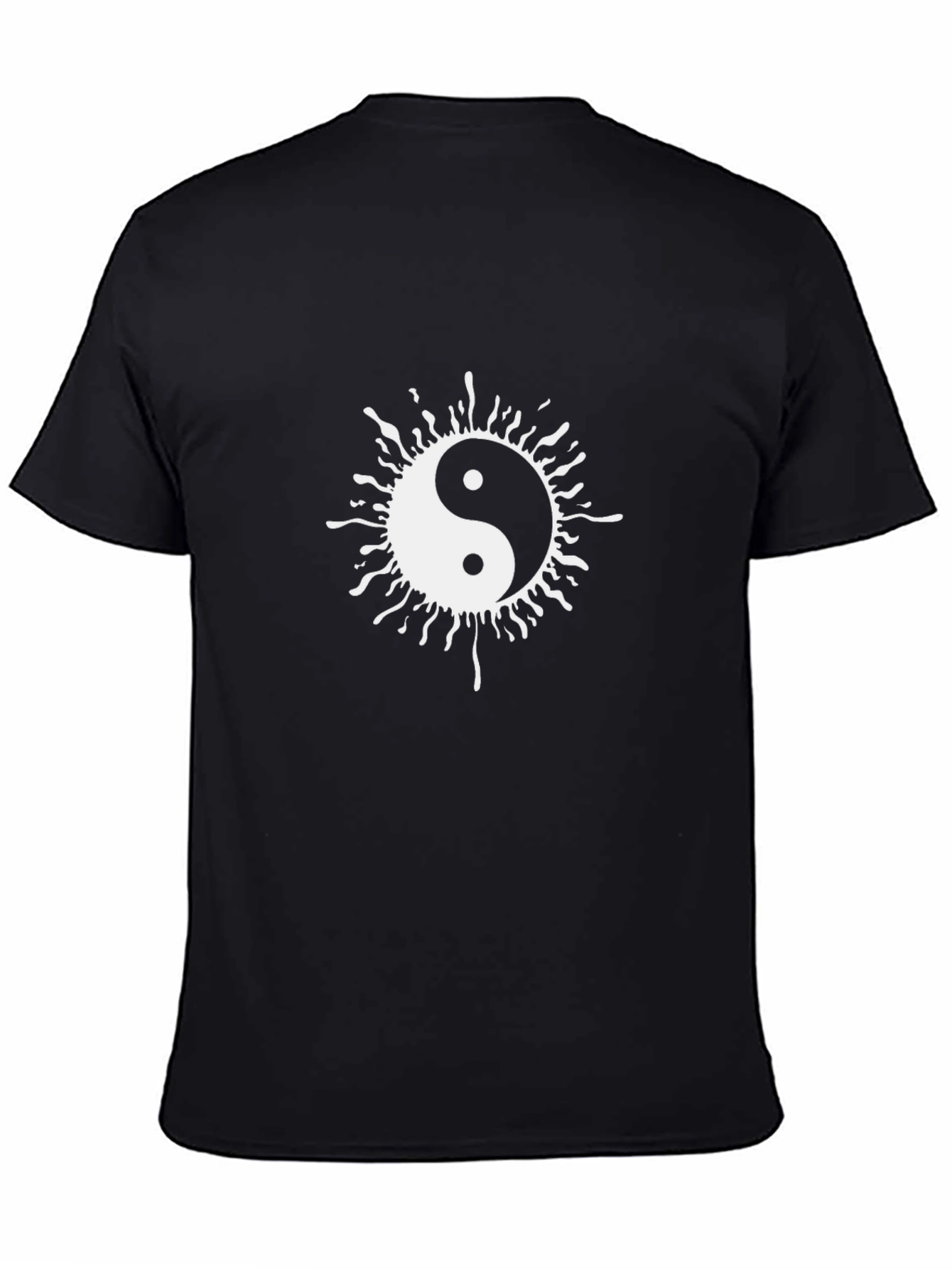 Yin Yang Sun Graphic Tee - Black Cotton T-Shirt