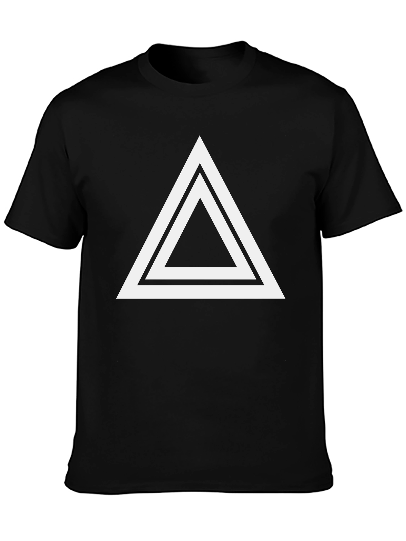 Black T-Shirt with Geometric Triangle Design