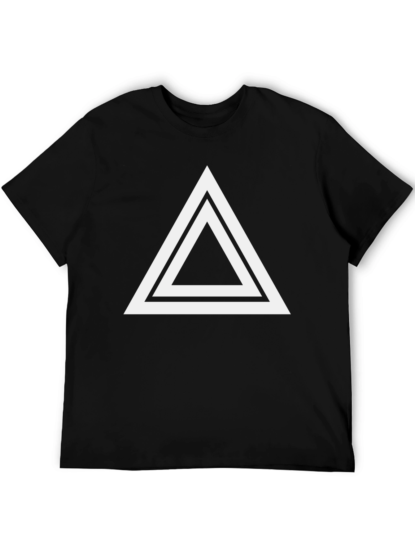 Black T-Shirt with Geometric Triangle Design