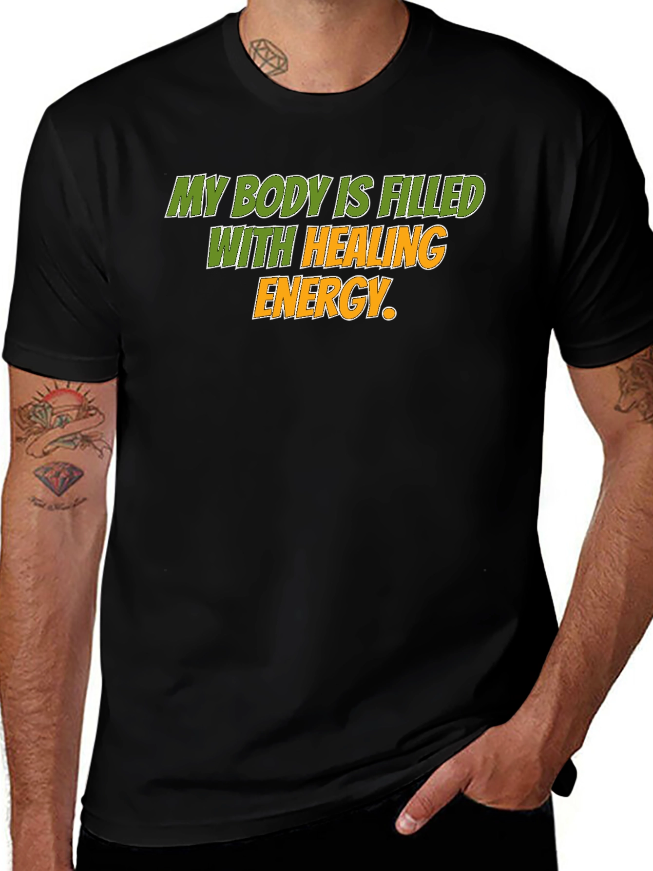 Healing Energy Graphic Tee - Black