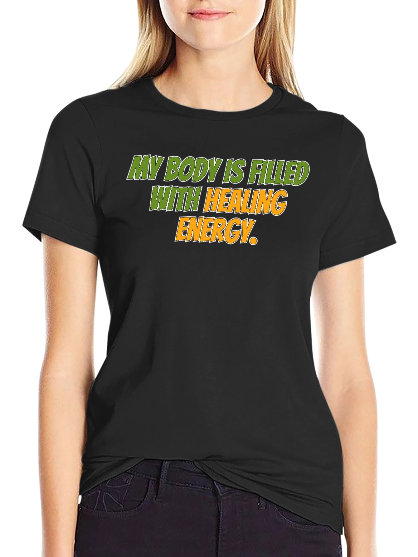 Healing Energy Graphic Tee - Black