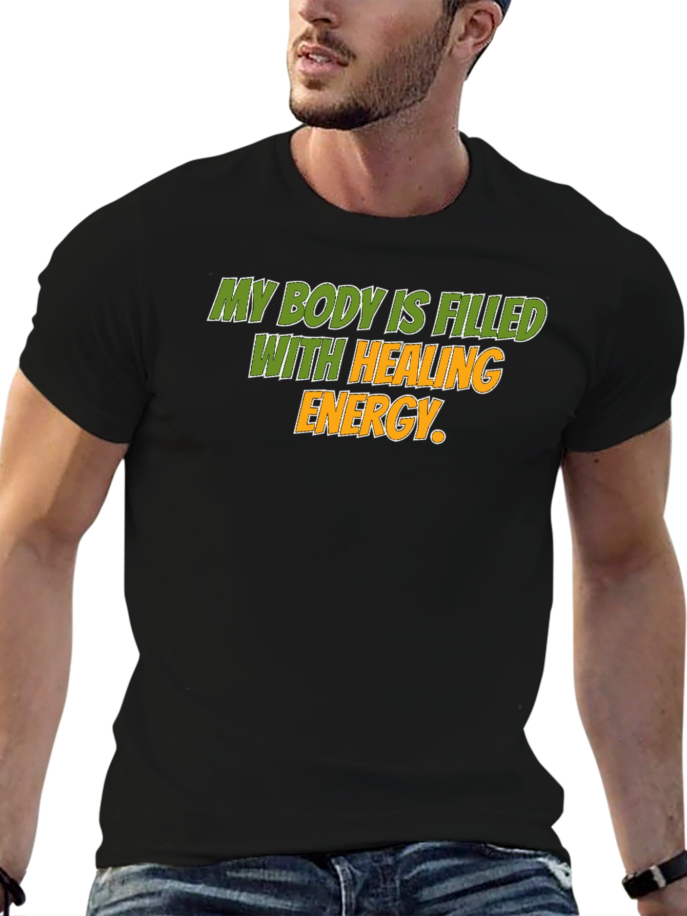 Healing Energy Graphic Tee - Black