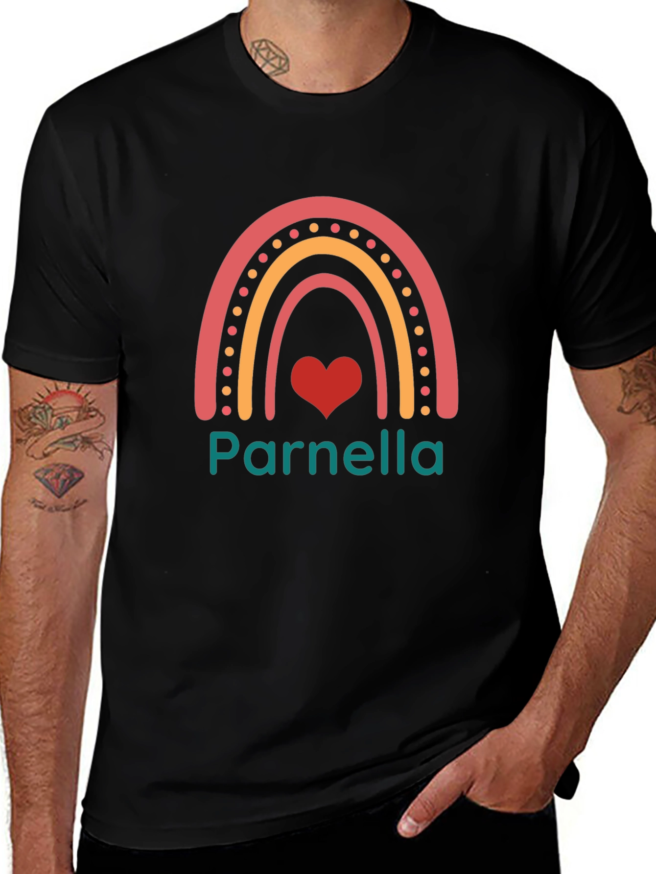 Parnella Rainbow Heart Personalized T-Shirt