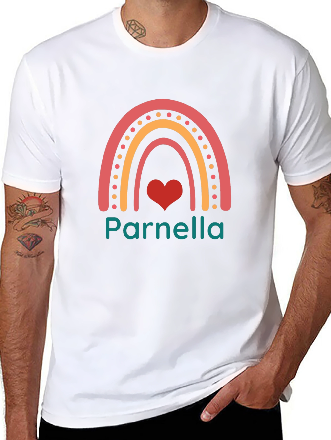 Parnella Rainbow Heart Personalized T-Shirt