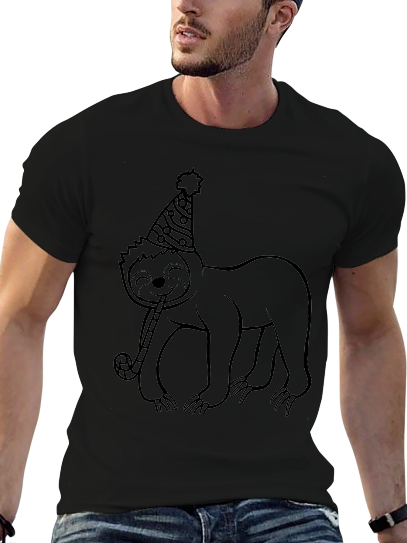 Party Sloth Graphic Tee - Black T-Shirt