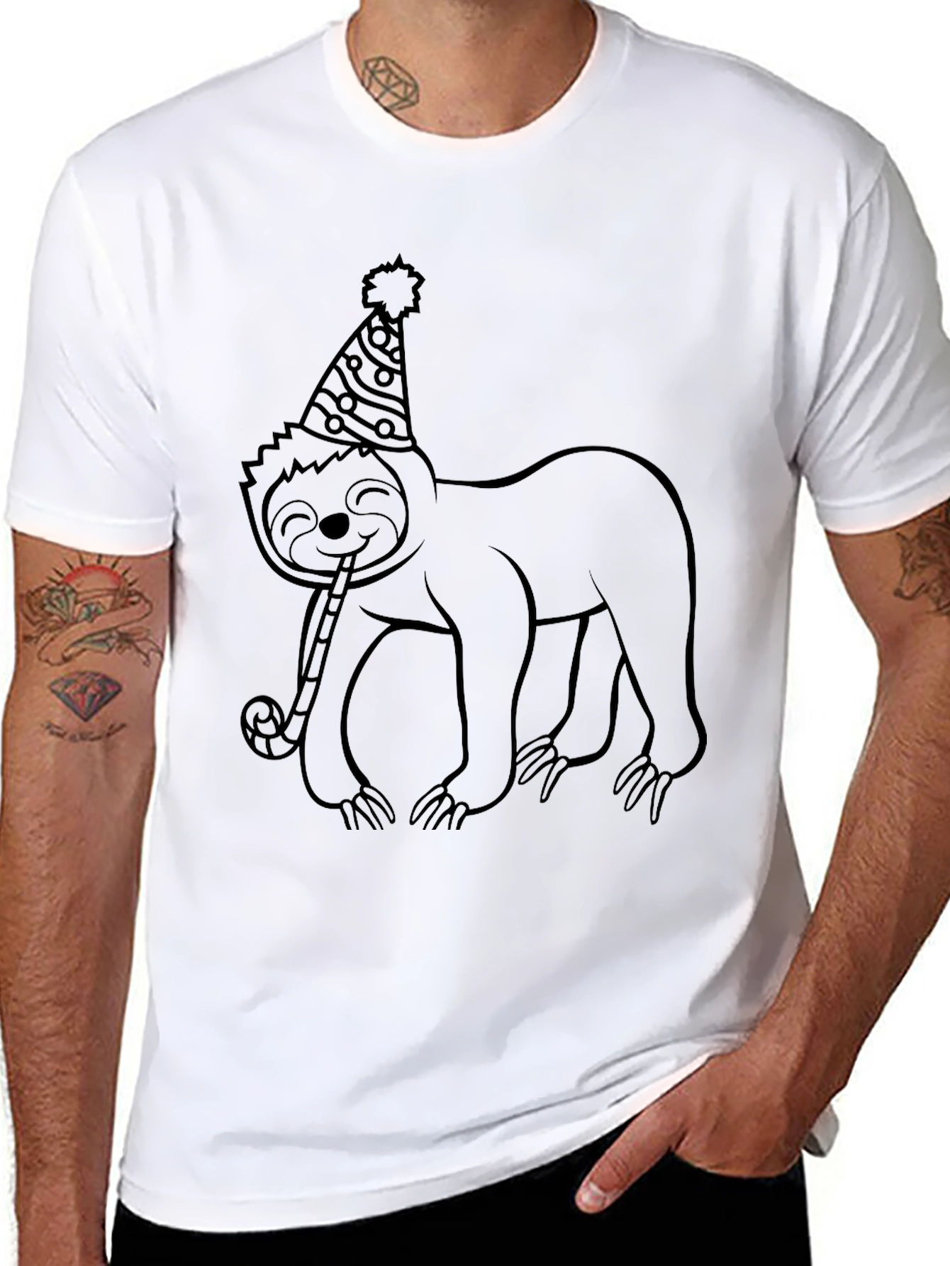 Party Sloth Graphic Tee - Black T-Shirt