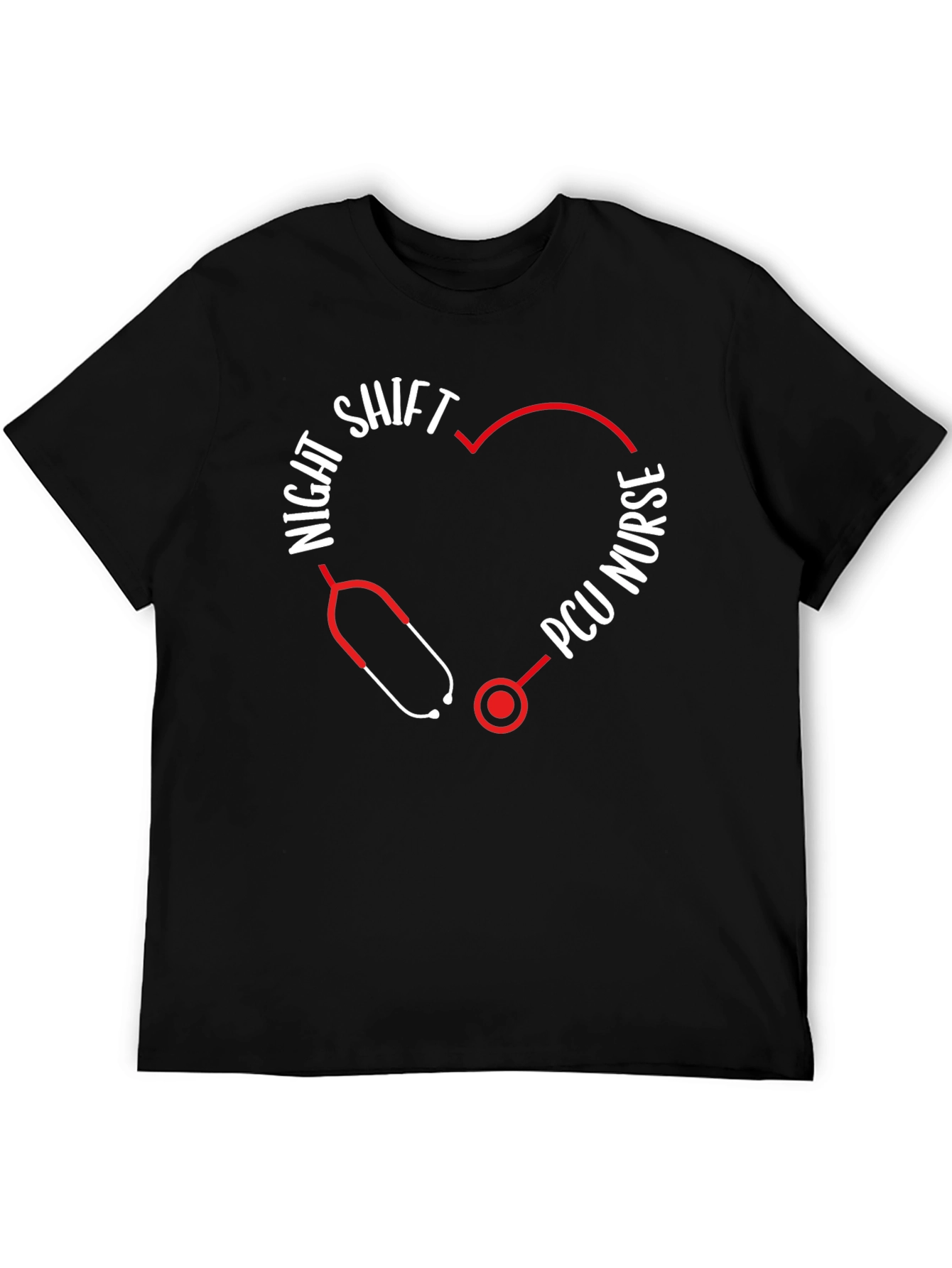 Night Shift PCU Nurse Stethoscope Heart T-Shirt