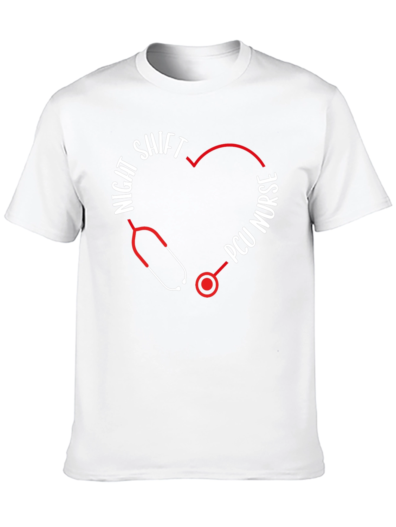 Night Shift PCU Nurse Stethoscope Heart T-Shirt