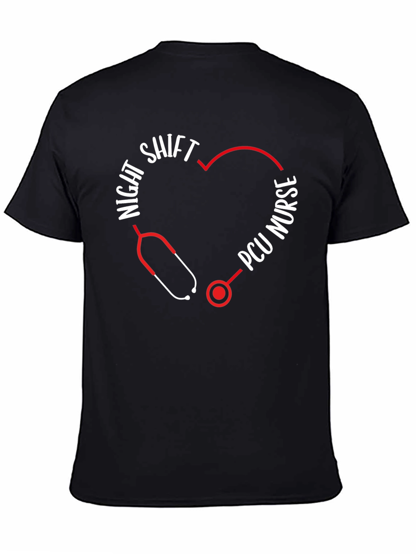 Night Shift PCU Nurse Stethoscope Heart T-Shirt