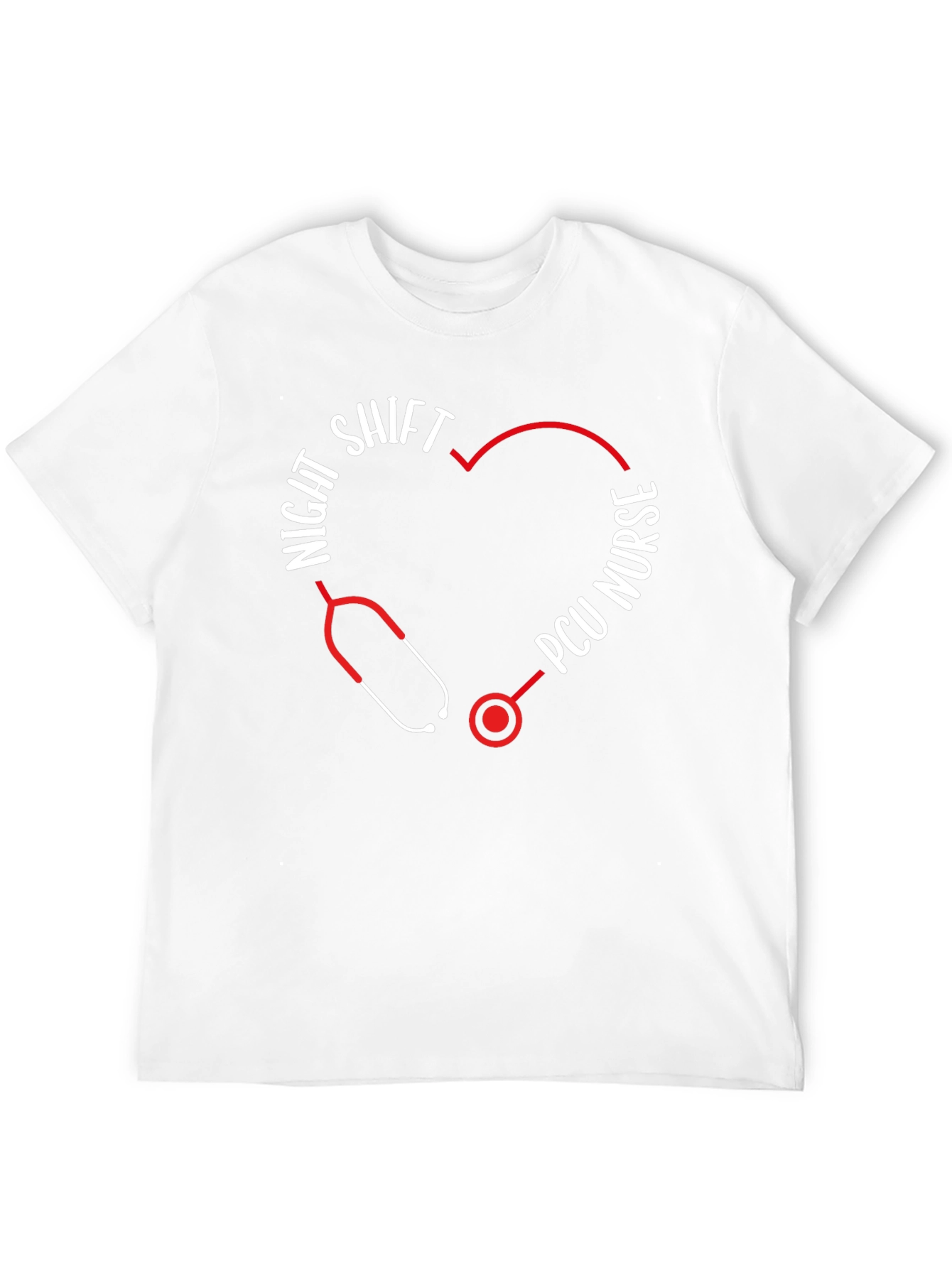 Night Shift PCU Nurse Stethoscope Heart T-Shirt