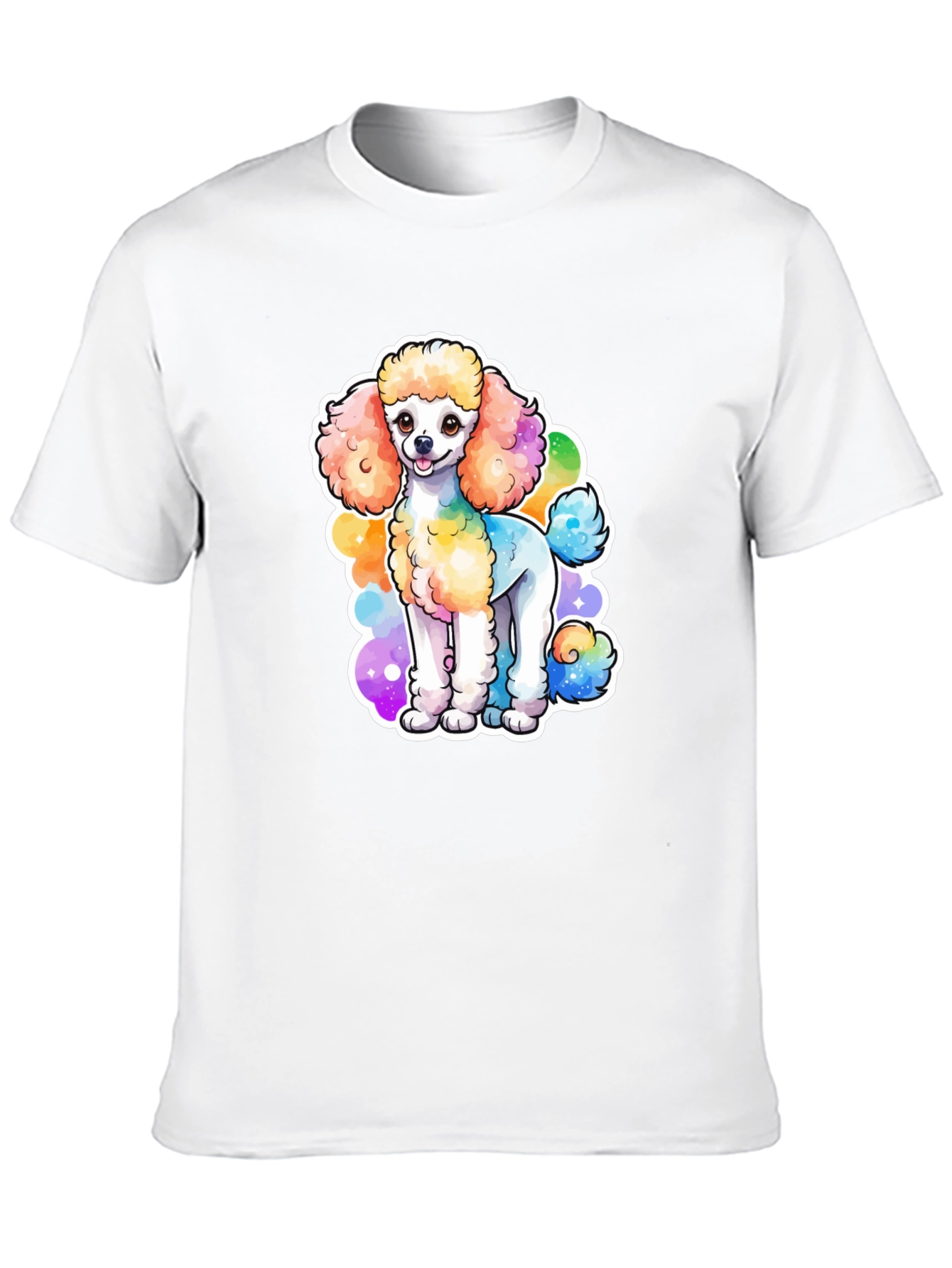 Rainbow Poodle Graphic Black T-Shirt
