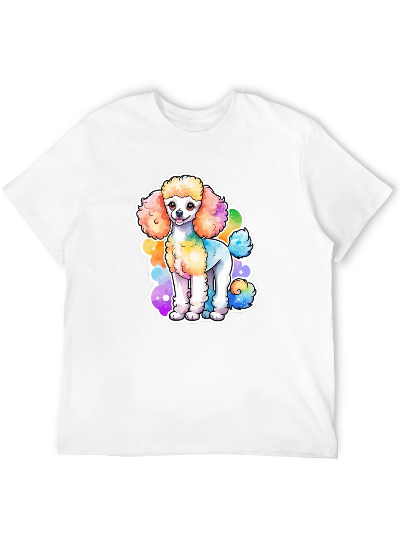 Rainbow Poodle Graphic Black T-Shirt
