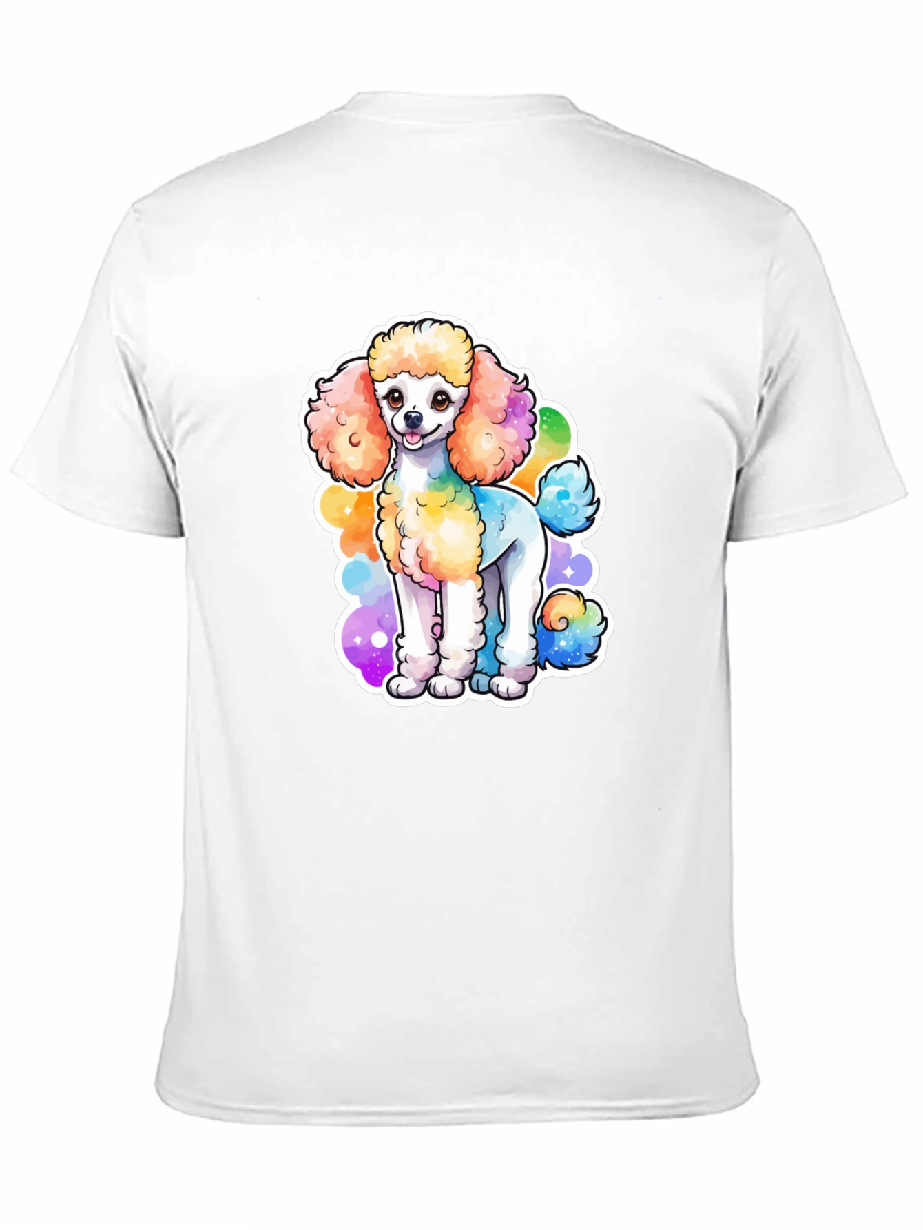 Rainbow Poodle Graphic Black T-Shirt