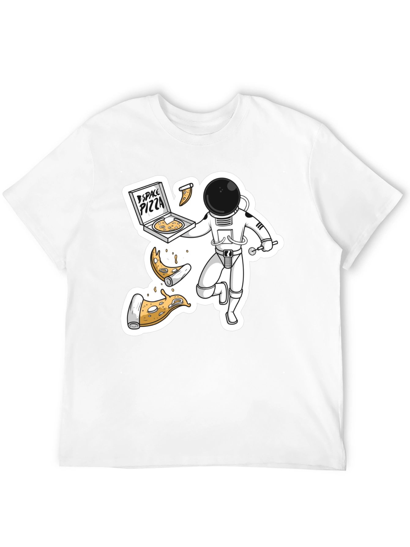 Space Pizza Black T-Shirt - Astronaut Delivery!