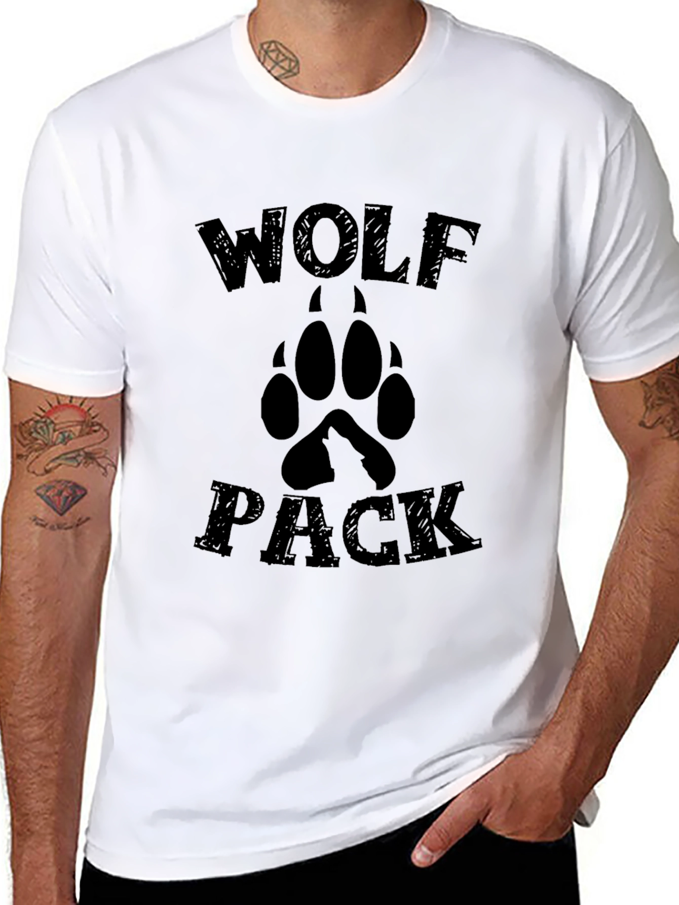 Wolf Pack Graphic Tee - Mens Black T-Shirt