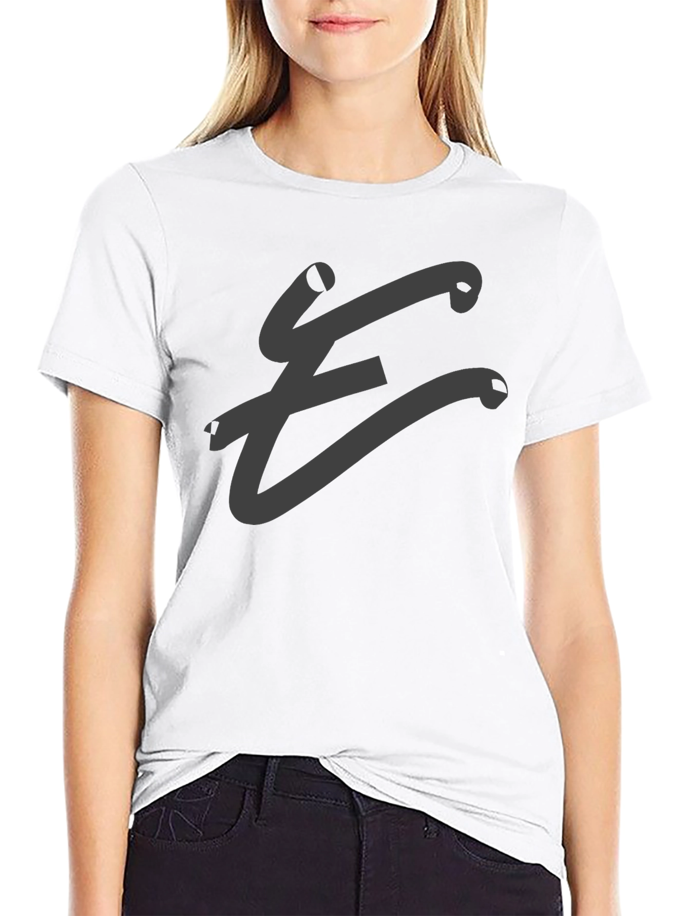 Mens Black T-Shirt with Abstract E Design