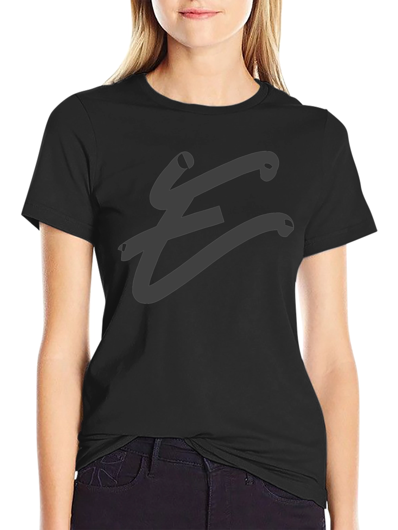 Mens Black T-Shirt with Abstract E Design