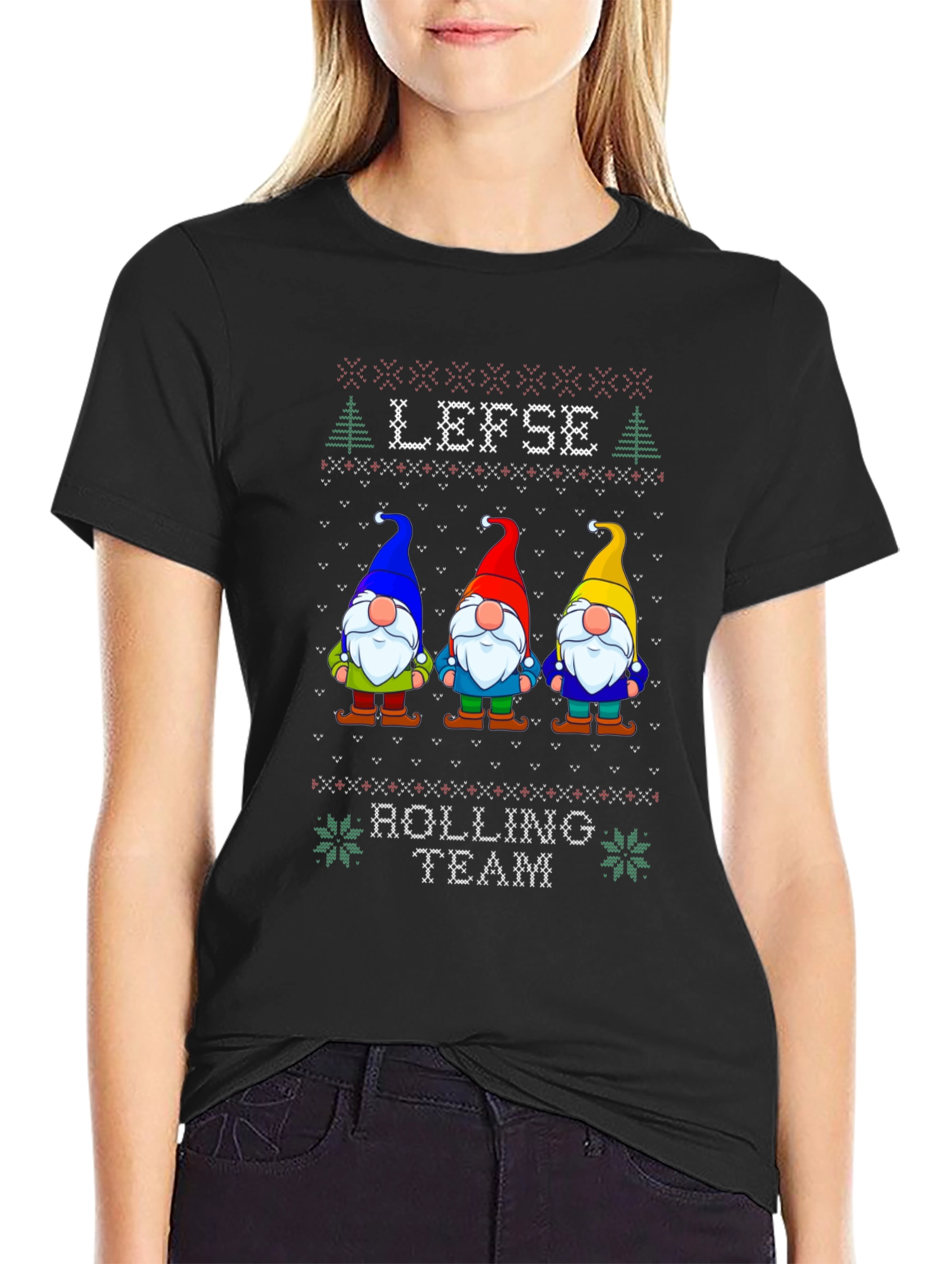 Lefse Rolling Team Gnome Christmas T-Shirt
