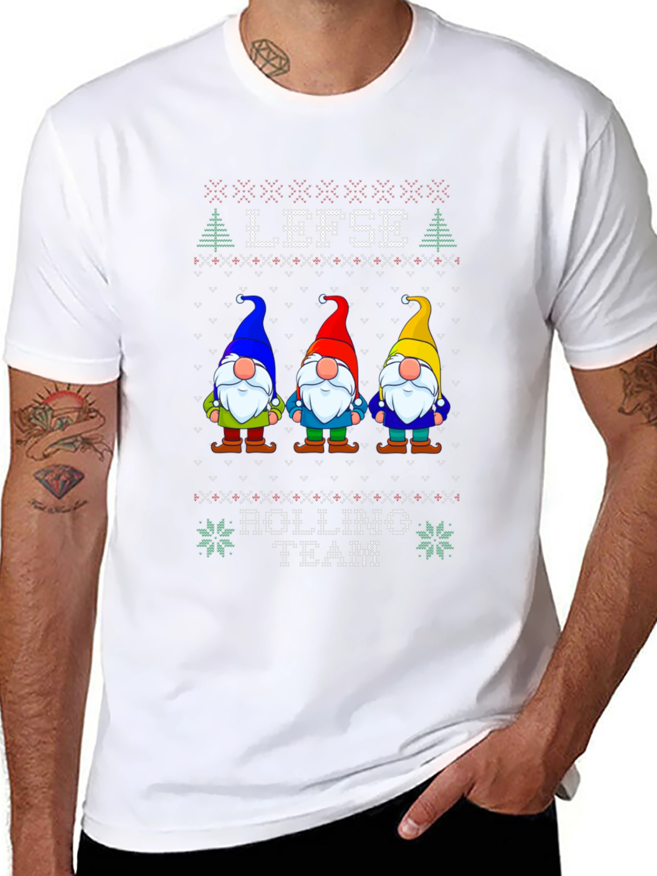 Lefse Rolling Team Gnome Christmas T-Shirt