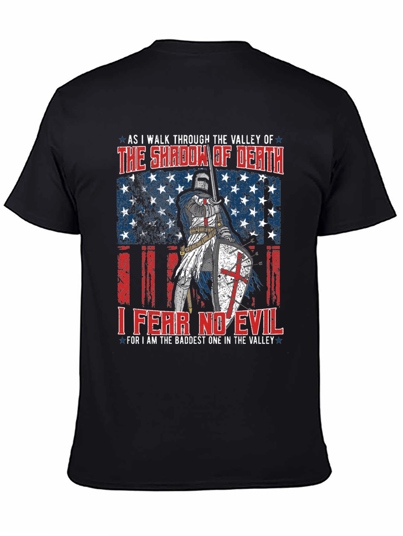 Fear No Evil Knight T-Shirt - Patriotic USA Design