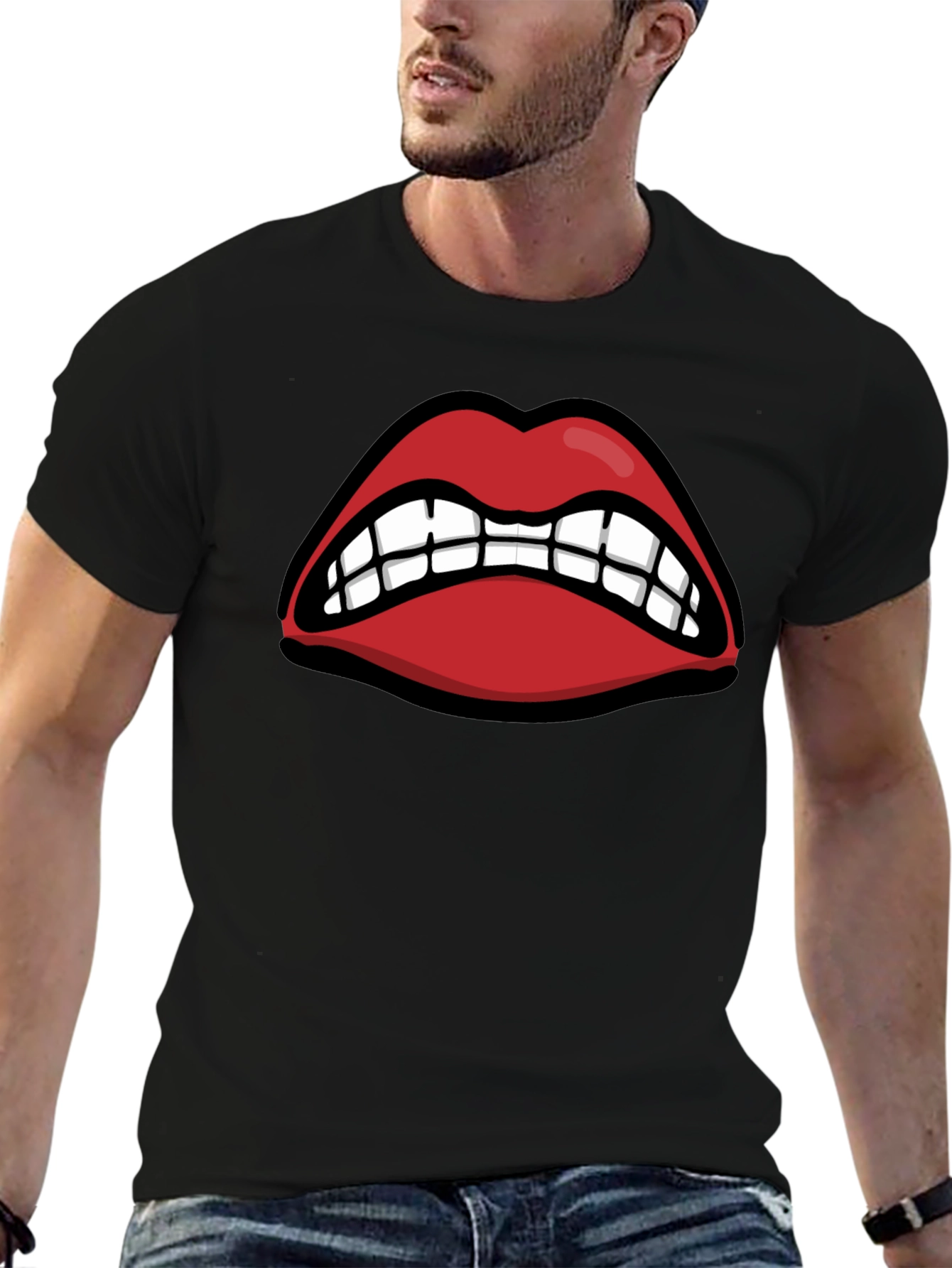 Snarling Lips Graphic Tee - Bold Statement T-Shirt