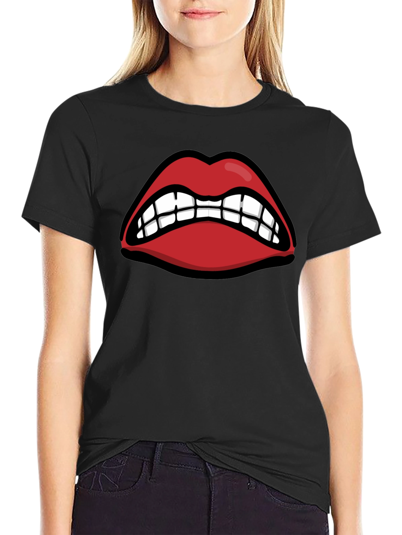 Snarling Lips Graphic Tee - Bold Statement T-Shirt