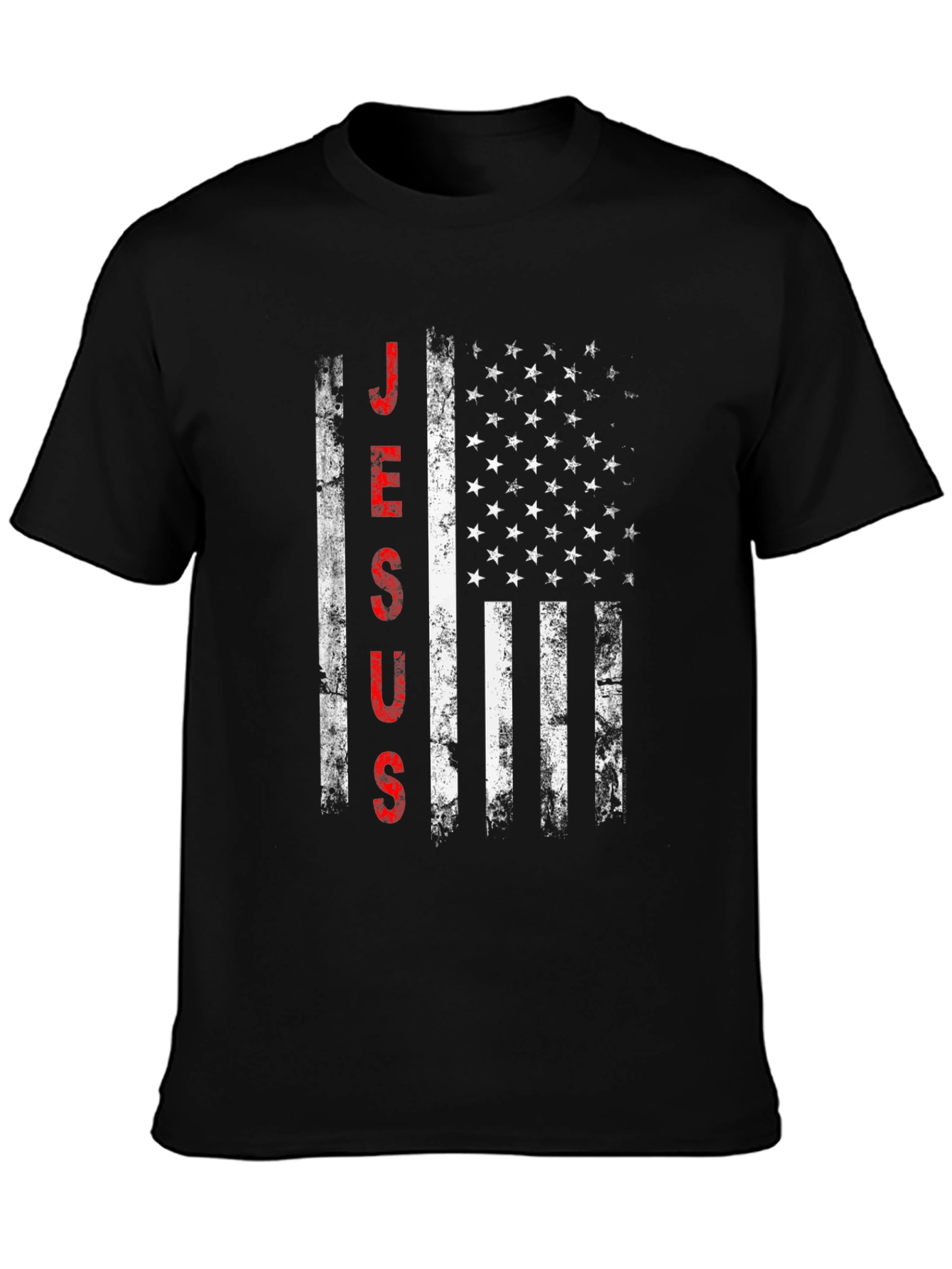 Jesus American Flag Distressed T-Shirt