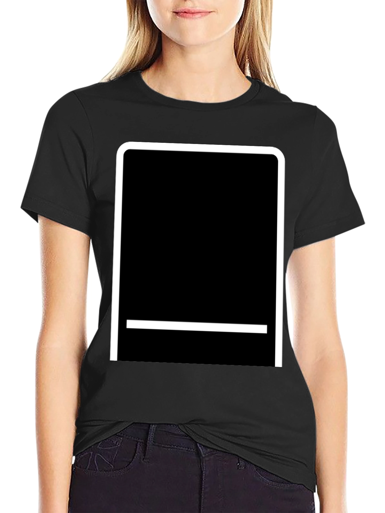 Minimalist Black Tee with Geometric Graphic
