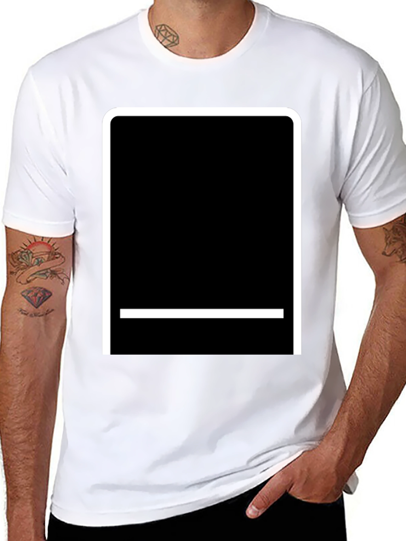 Minimalist Black Tee with Geometric Graphic