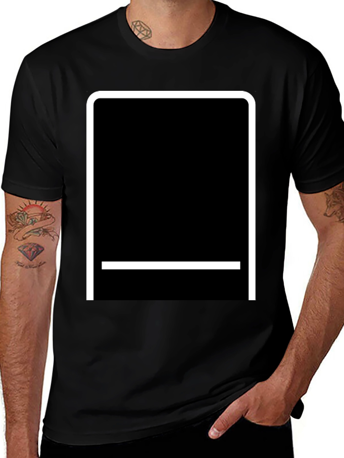 Minimalist Black Tee with Geometric Graphic
