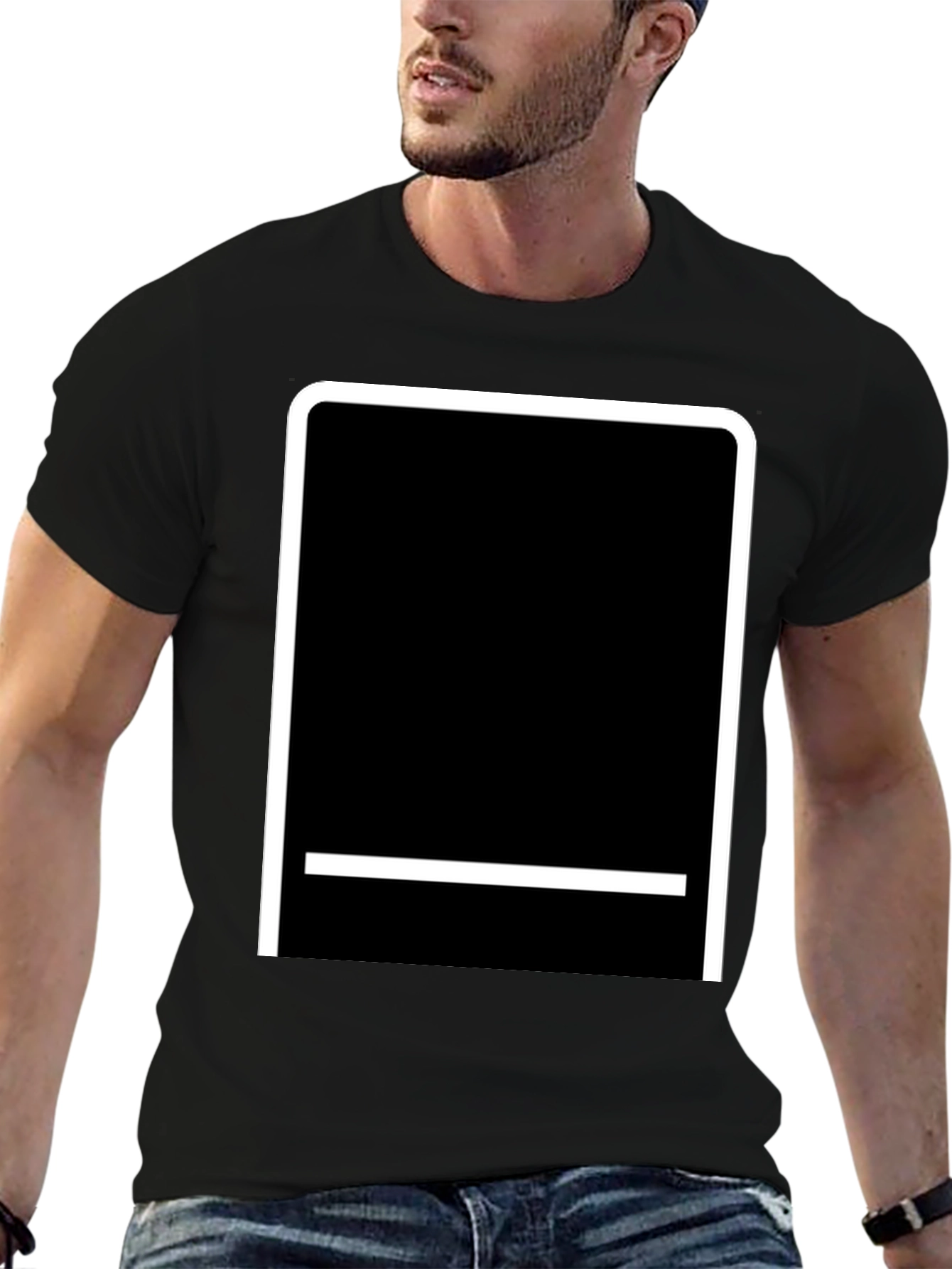 Minimalist Black Tee with Geometric Graphic