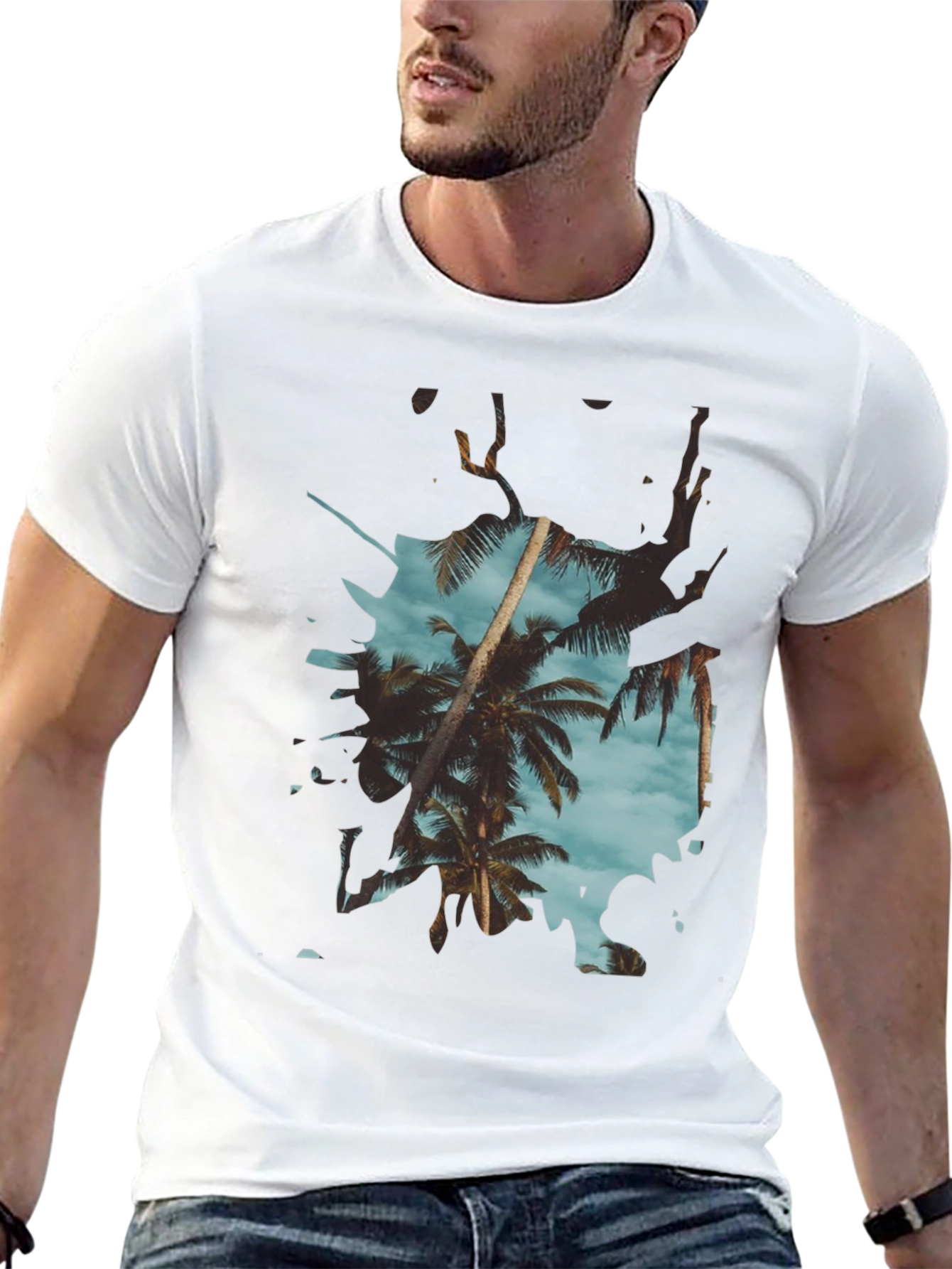 Tropical Palm Tree Graphic Tee - Summer Vibes