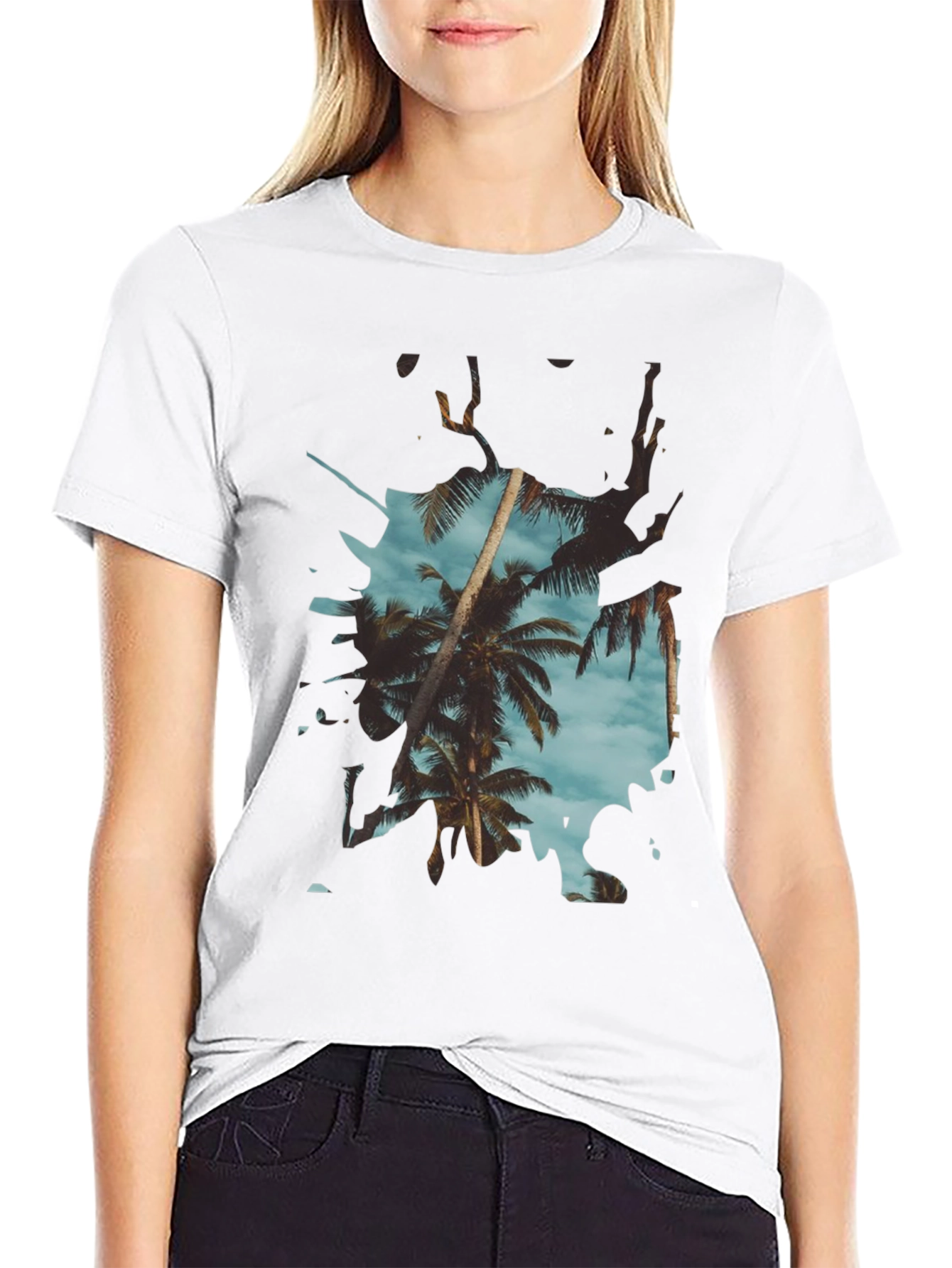 Tropical Palm Tree Graphic Tee - Summer Vibes