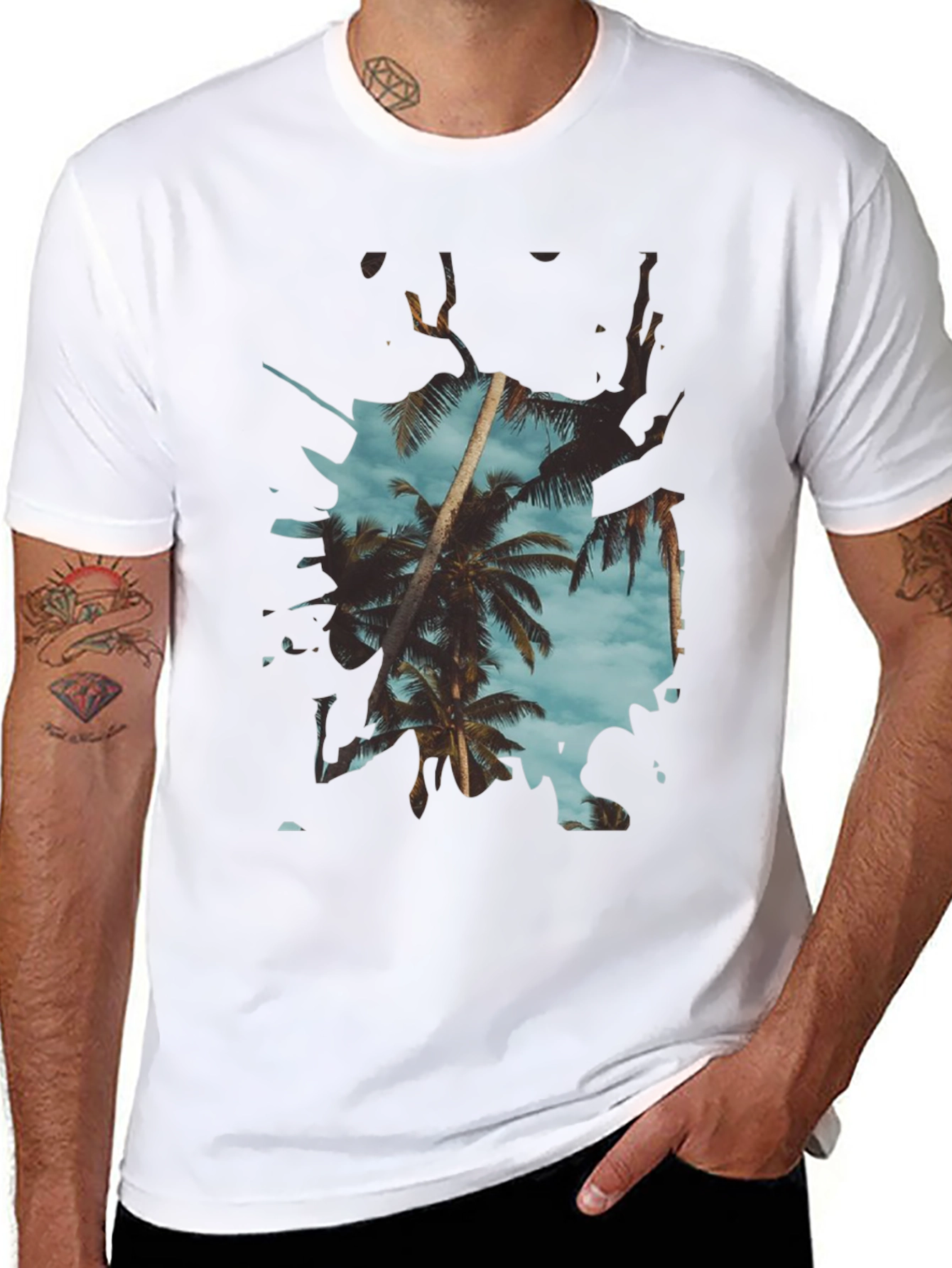 Tropical Palm Tree Graphic Tee - Summer Vibes