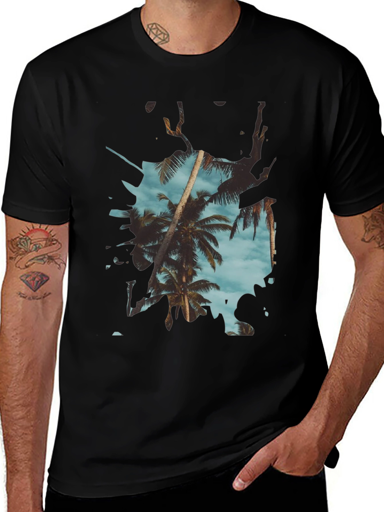 Tropical Palm Tree Graphic Tee - Summer Vibes