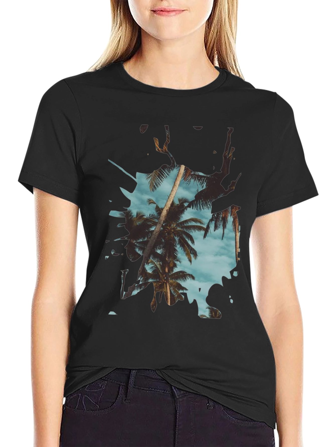 Tropical Palm Tree Graphic Tee - Summer Vibes
