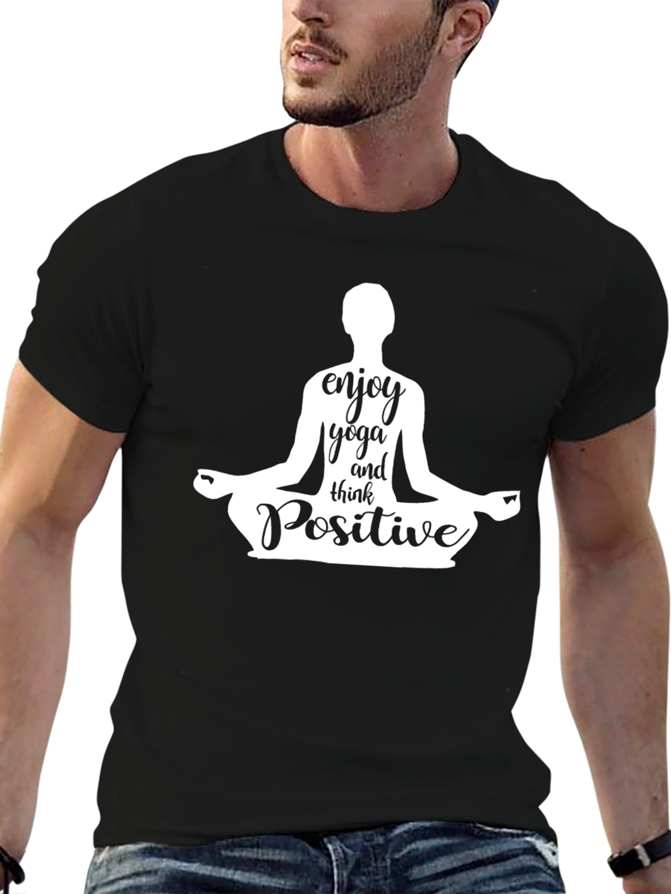 Enjoy Yoga & Think Positive Black T-Shirt